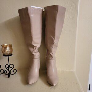 Journee Collection Wide Calf Boot Light Beige/tan Sz: 7.5 NWOB